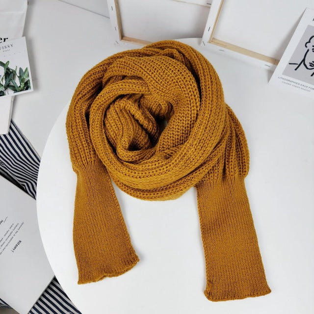Trendy Knitted Sweater-Scarf With Sleeves-ABOXUN