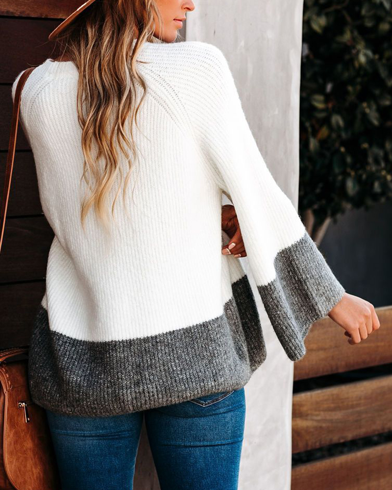 Loose Stitching Pullover Sweater-ABOXUN