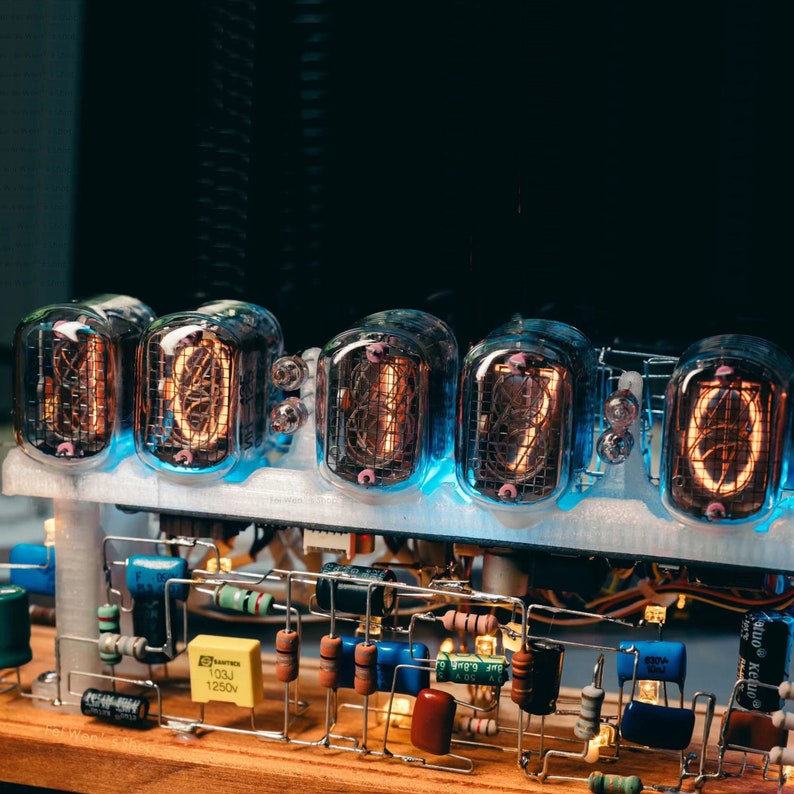 Nixie Tube Clock Cyberpunk Steampunk Table Lamp Neat Beautiful Visible Circuit Sci-fi Home Office Vintage Retro Fantasy Physics Art Decor
