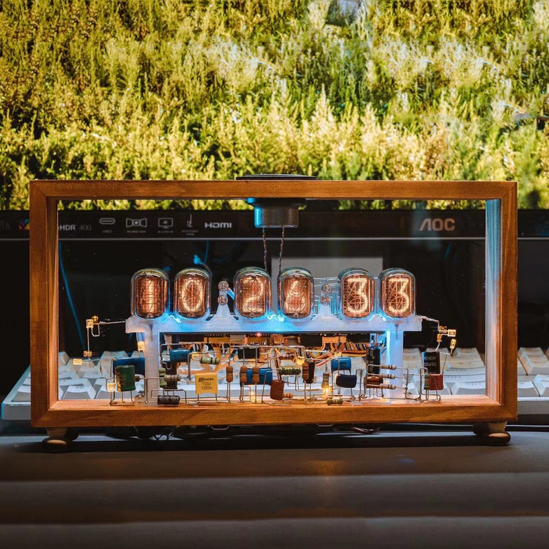 Nixie Tube Clock Cyberpunk Steampunk Table Lamp Neat Beautiful Visible Circuit Sci-fi Home Office Vintage Retro Fantasy Physics Art Decor