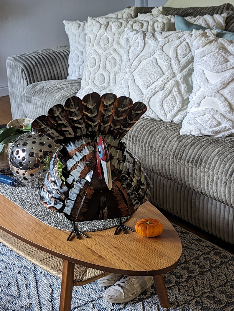 Thanksgiving Turkey Decorations | Outdoor Garden Art or Home Decor Table Centerpiece, Metal Turkey Decor in 3 Sizes