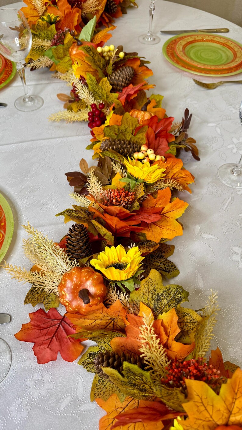 Autumn Pumpkin Garland: Thanksgiving Table Centerpiece, Fall Door Decor