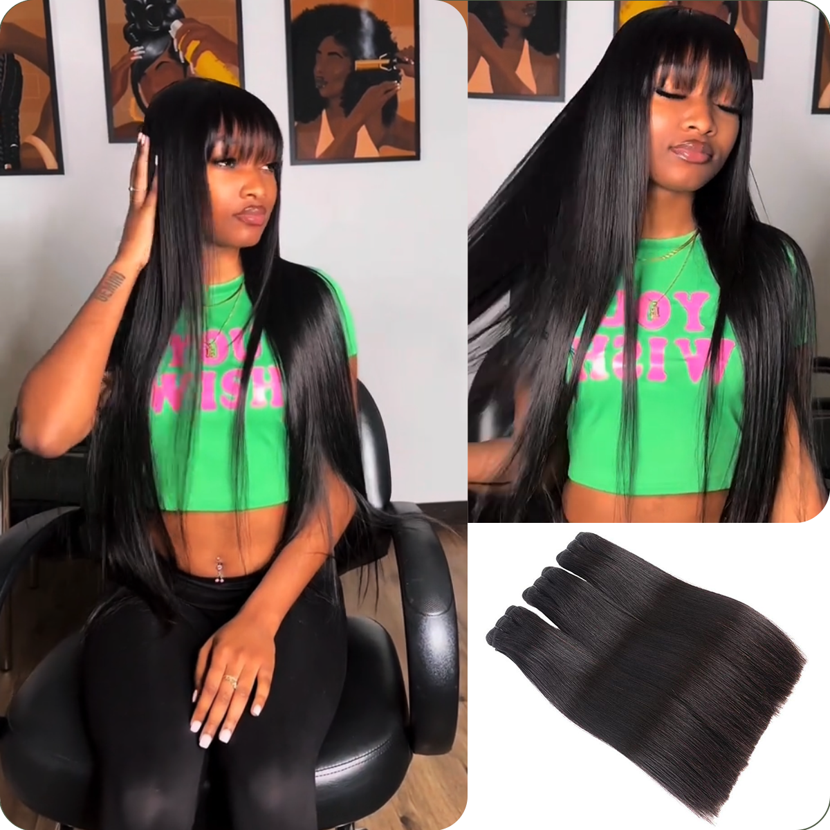 [WEQUEENS] Budget Friendly 10A Grade Brazilian Virgin 100% Human Hair Straight Quick Weave Sew in/Glue in Viral Hair Bundles