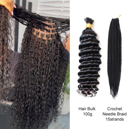 [WEQUEENS] Crochet Boho Box Braids With Synthetic hair Curls Pre Looped Curly  Full Ends Hair Extensions For Women Natural Color 18 Inch 1 Pack 15 Strands 1 Bundle 100g 18-24Inch No Weft Bulk Hair Braiding Brazilian Virgin Deep Wave Hair Extensions