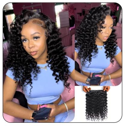 [WEQUEENS] Budget Friendly 10A Grade Brazilian Virgin 100% Human Hair Deep Wave Quick Weave Sew in/Glue in Viral Hair Bundles