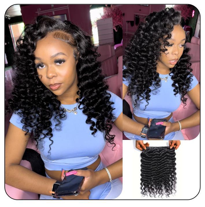 [WEQUEENS] Budget Friendly 10A Grade Brazilian Virgin 100% Human Hair Deep Wave Quick Weave Sew in/Glue in Viral Hair Bundles