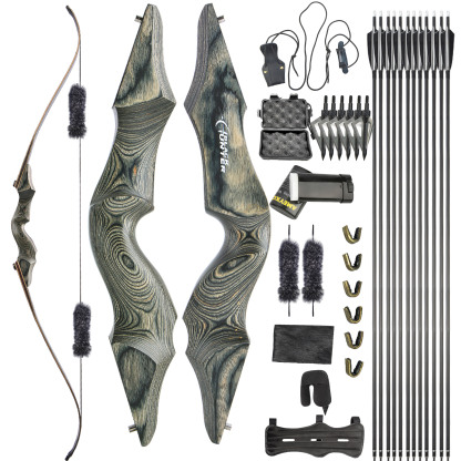 Black Hunter Wooden Recurve Takedown Bow for Adults