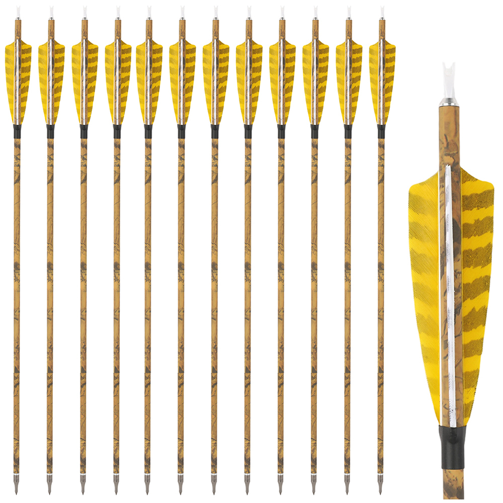 30 Inch Carbon Archery Arrows 6 12 Pack 500 Spine 4 Inch Feathers
