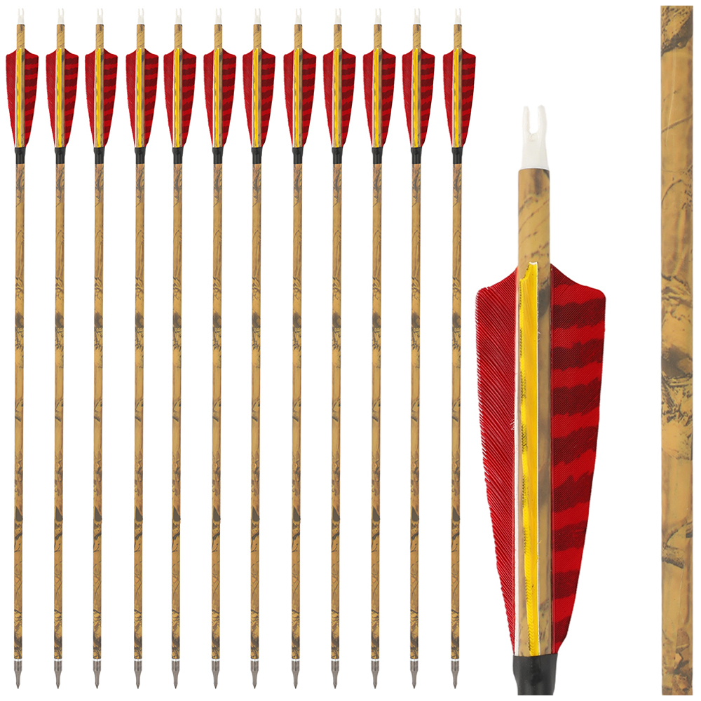 30 Inch Carbon Archery Arrows 6 12 Pack 500 Spine 4 Inch Feathers