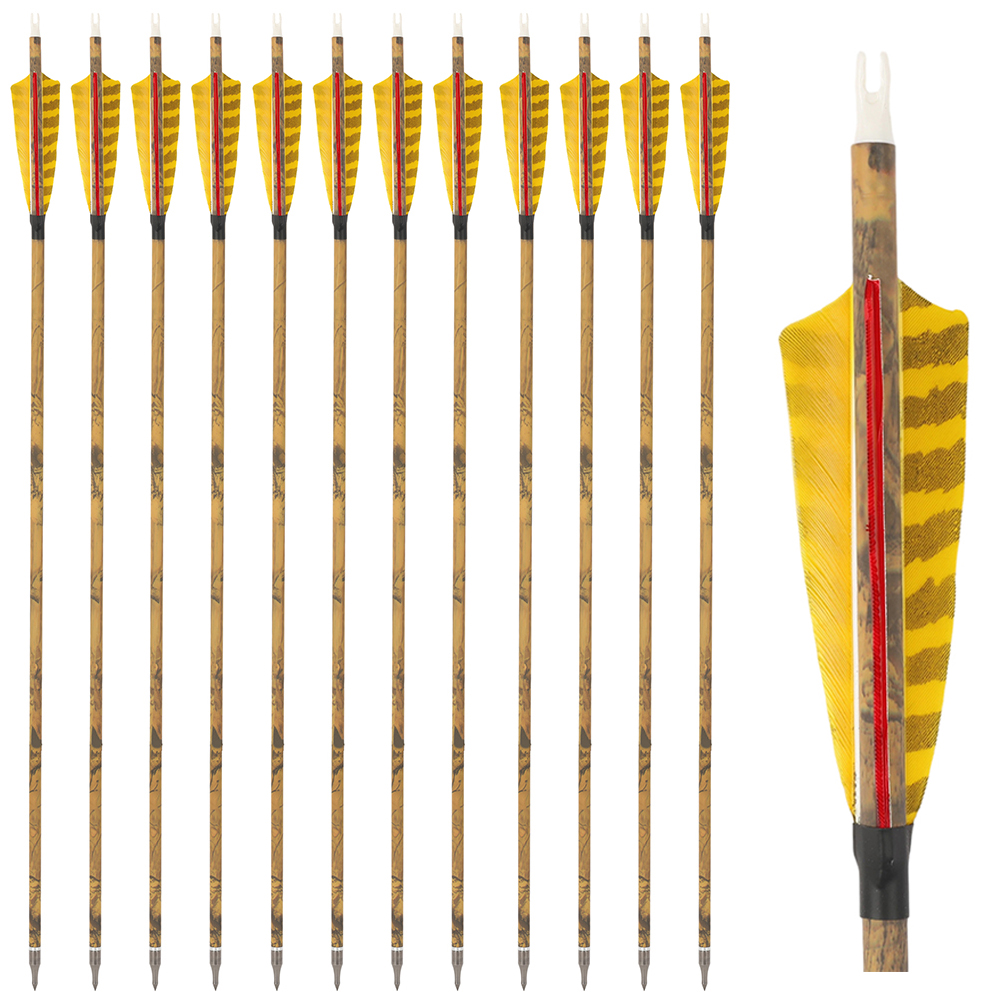 30 Inch Carbon Archery Arrows 6 12 Pack 500 Spine 4 Inch Feathers