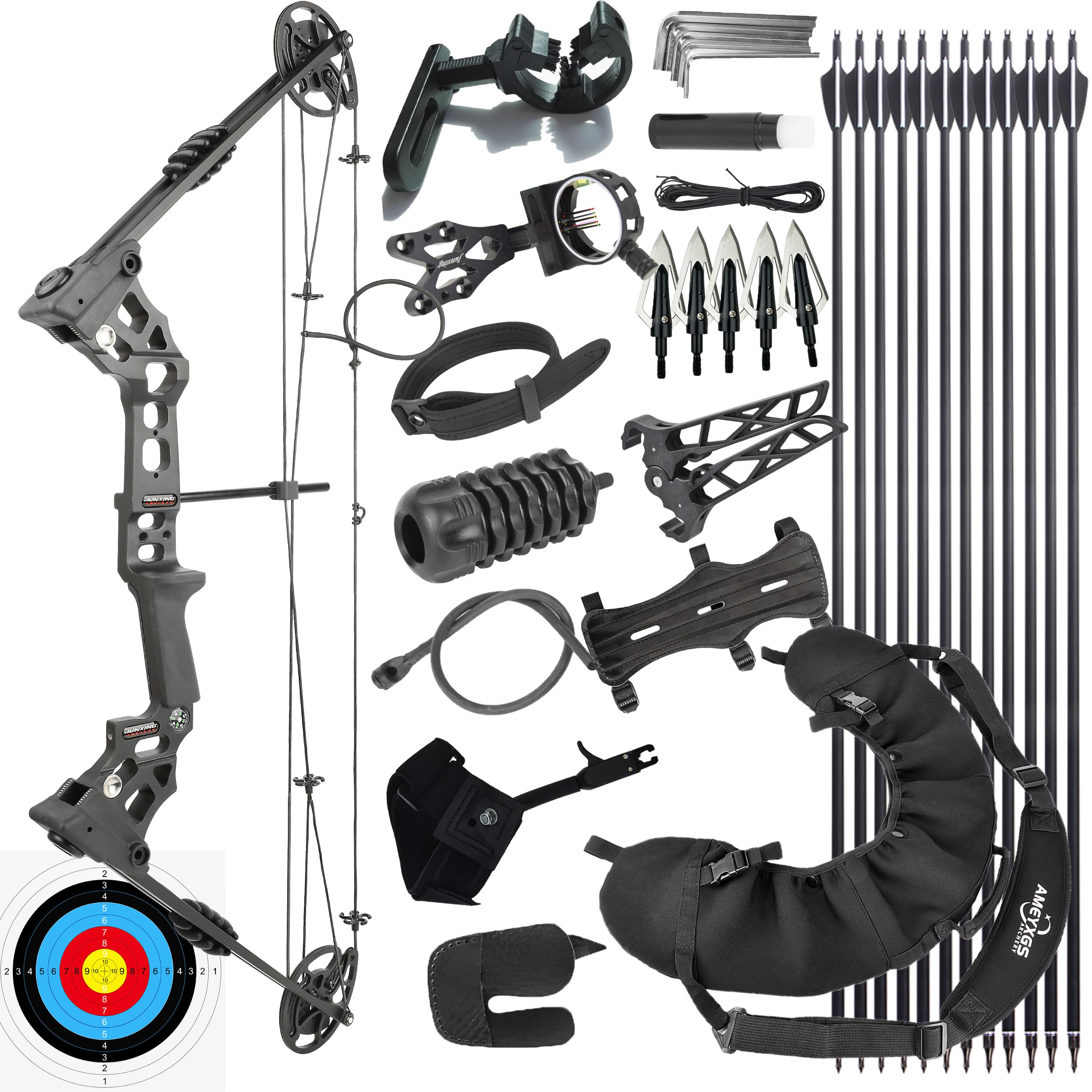Junxing X8 Compound Bow Kit RH&LH fo Hunting & Target Practice 20-70 lbs