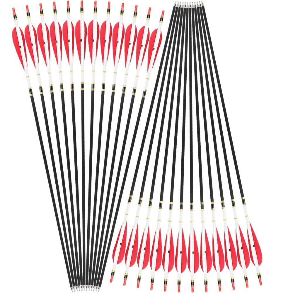12pcs Archery Carbon Arrow for Compound Recurve Bow Hunting Target