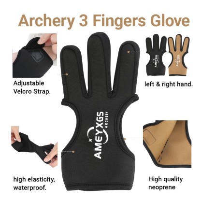 AMEYXGS Archery  Glove for Hunting Target Protect 3 Fingers