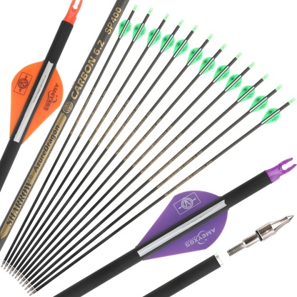 12x 30inch Carbon Arrows Spine 500 Rubber Vanes Shooting Target