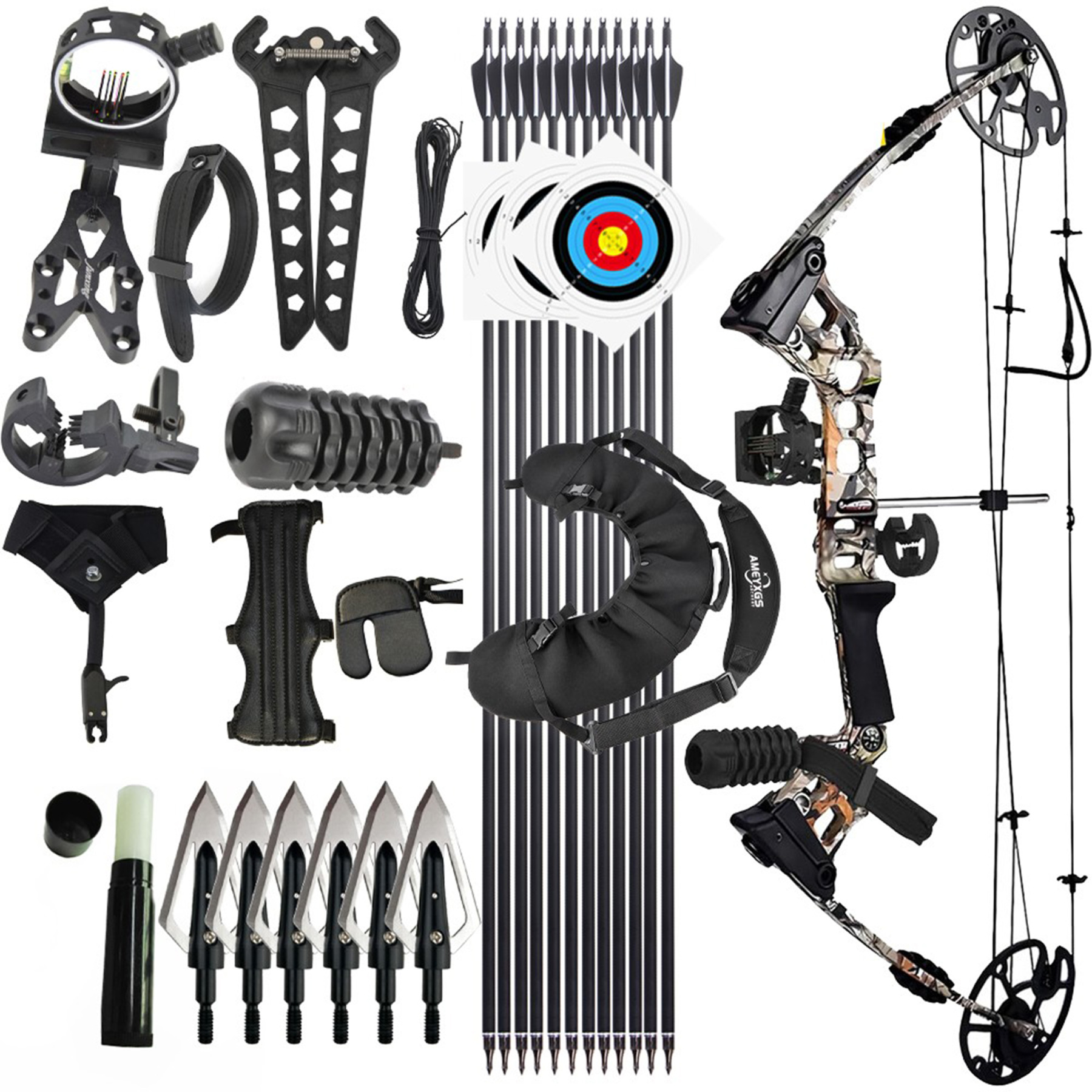 JUNXING X8 Compound Bow Kit Hunting 20-70lbs Camo