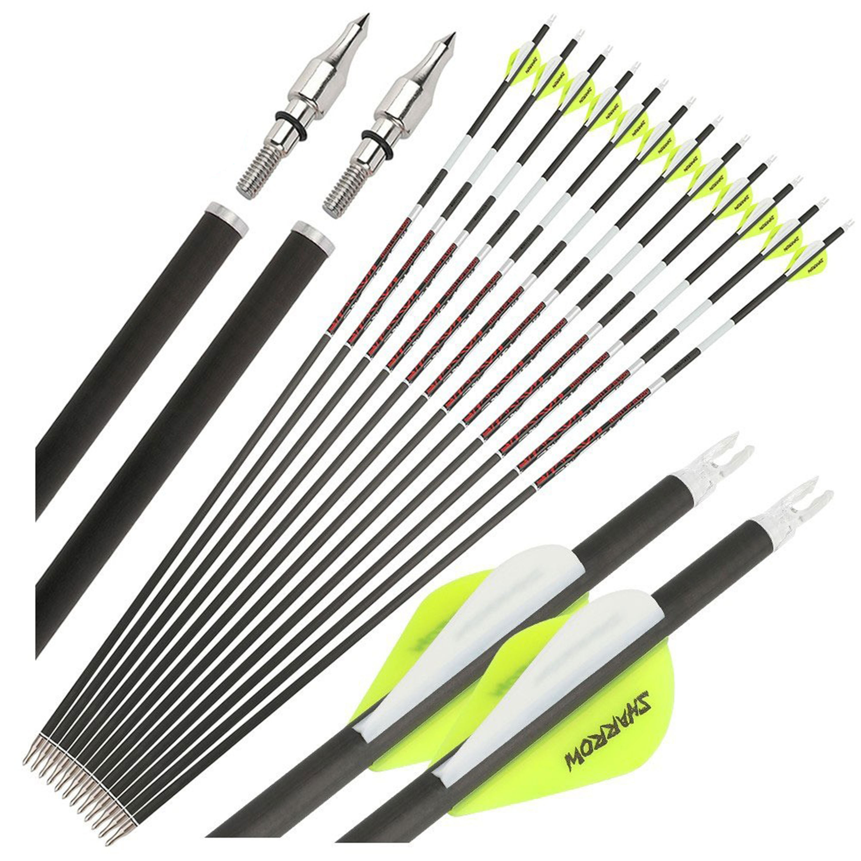 12x 31'' Carbon Arrow Sp300-500 Bow Archery Shooting Hunting