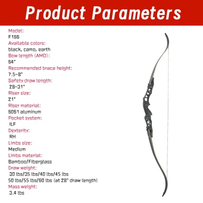 JUNXING F166 Archery ILF Hunting Recurve Bow