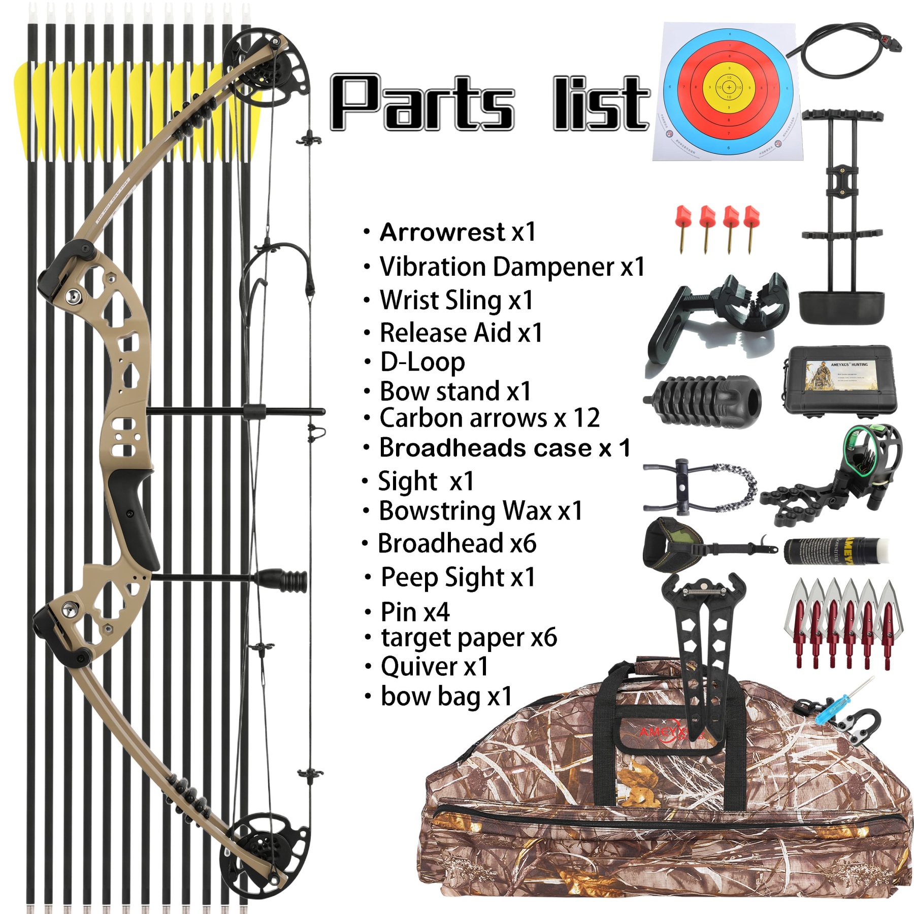 JUNXING M131 Compound Bow Hunting 20-70lbs Adjustable Hunting Archery RH