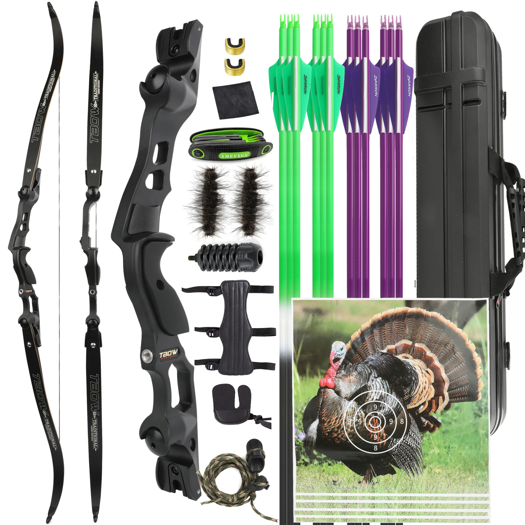 ILF Hunting Outdoor Recurve Bow and Arrows Kit with Case