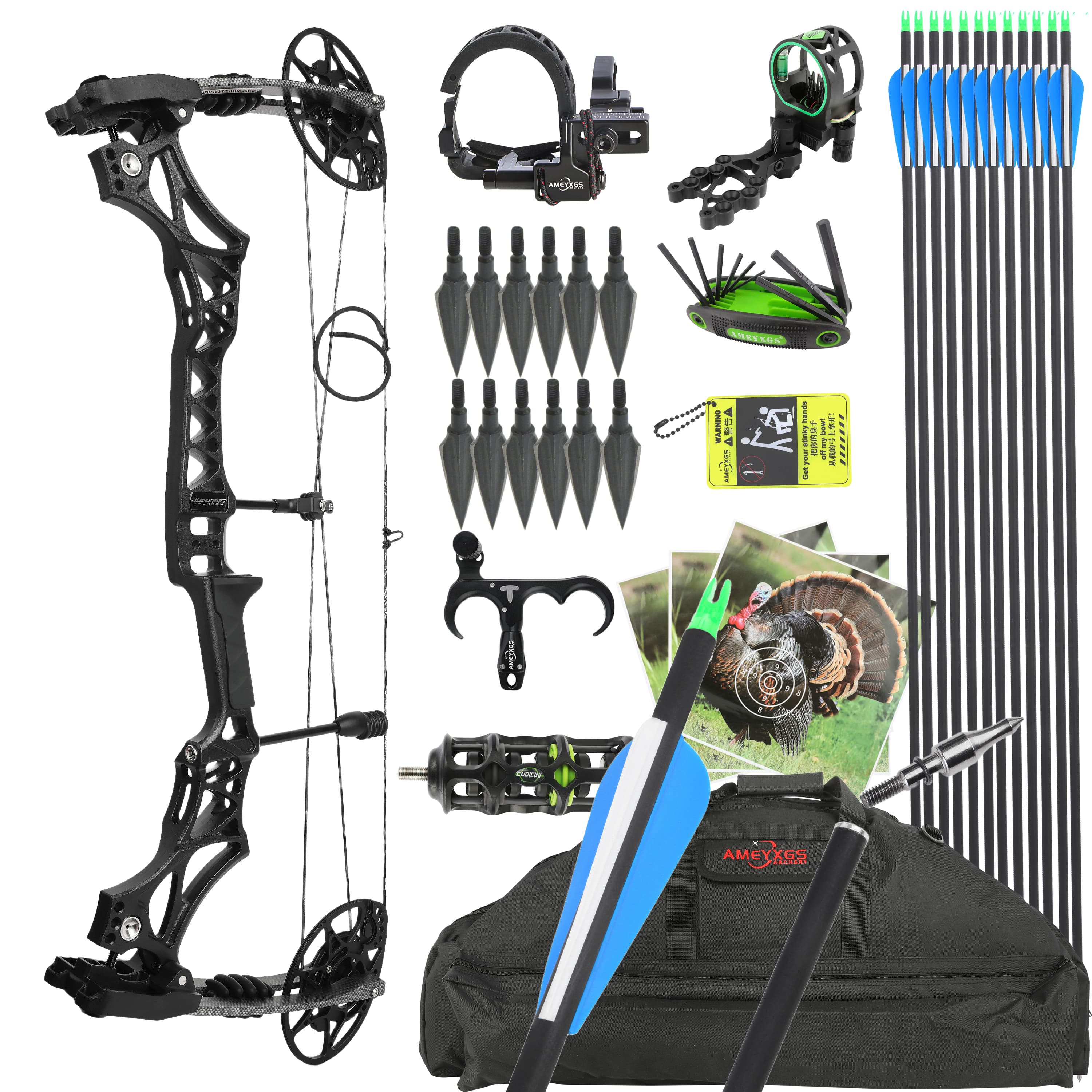 JUNXING M128 Compound Bow Set for Adult Archery Hunting