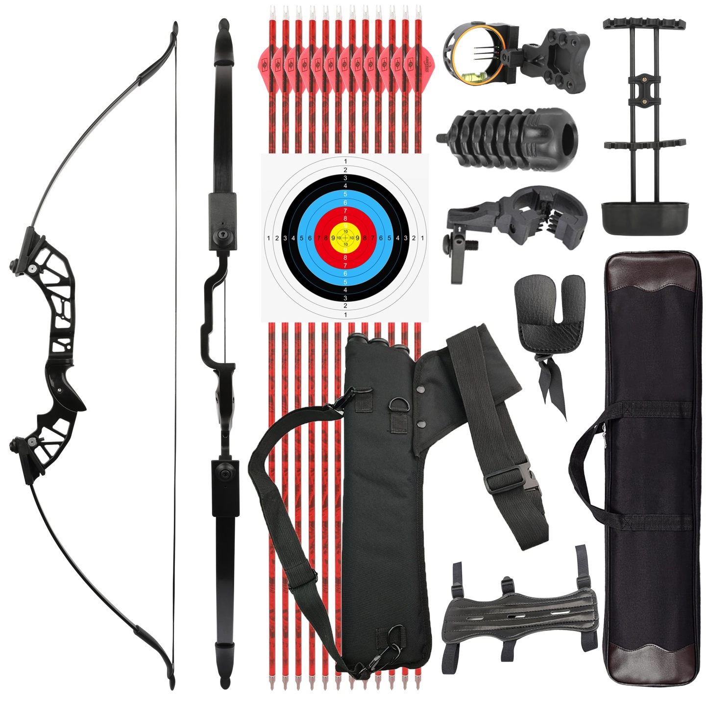 Recurve Bow 30-55 lbs Adjustable RH Archery Straight Bow