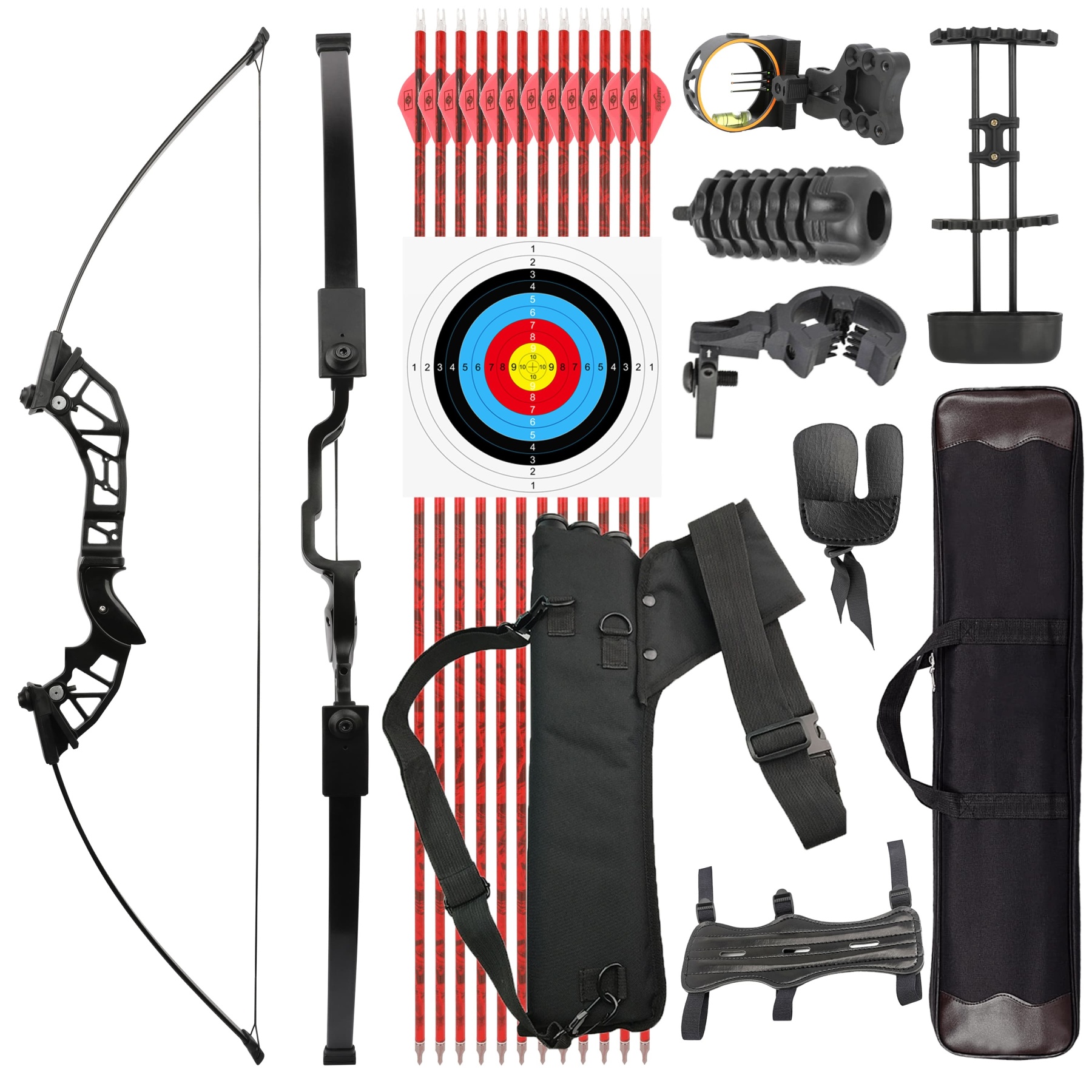 Recurve Bow 30-55 lbs Adjustable RH Archery Straight Bow