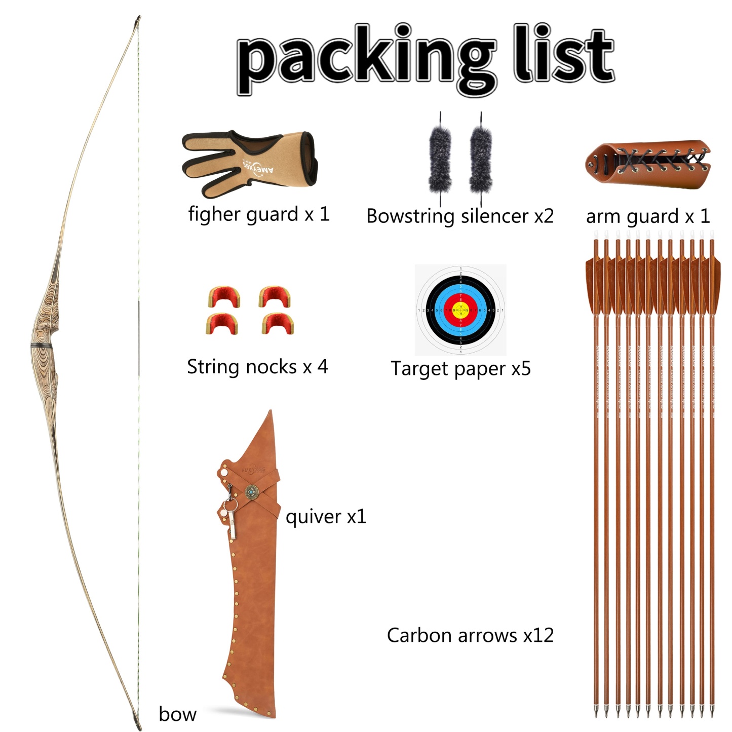  60" 62" 64" Traditional Archery Longbow RH/LH 20-50# @28"