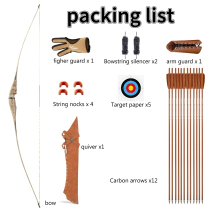  60" 62" 64" Traditional Archery Longbow RH/LH 20-50# @28"