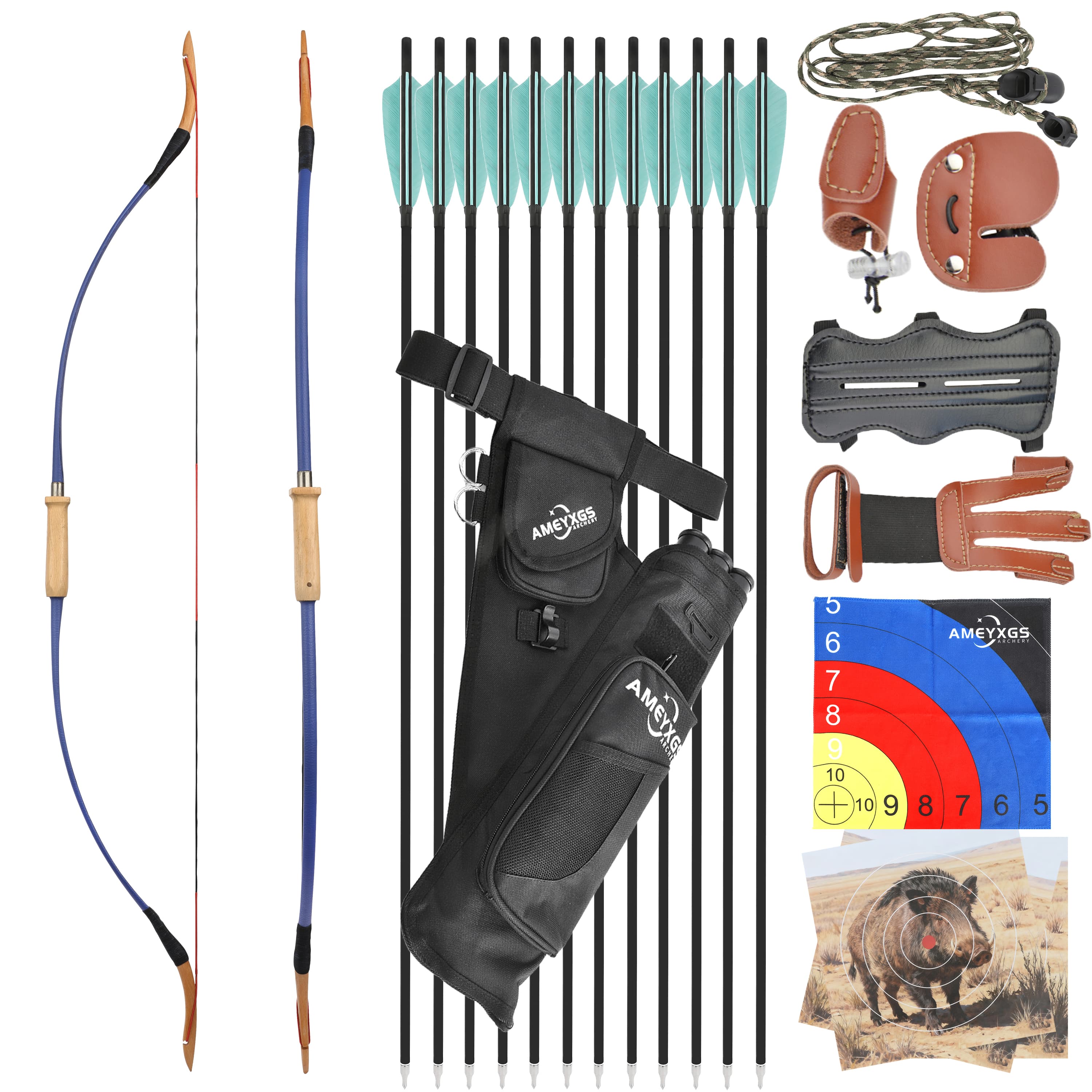 20-40lbs Traditional Bow Archery Takedown Bow RH LH