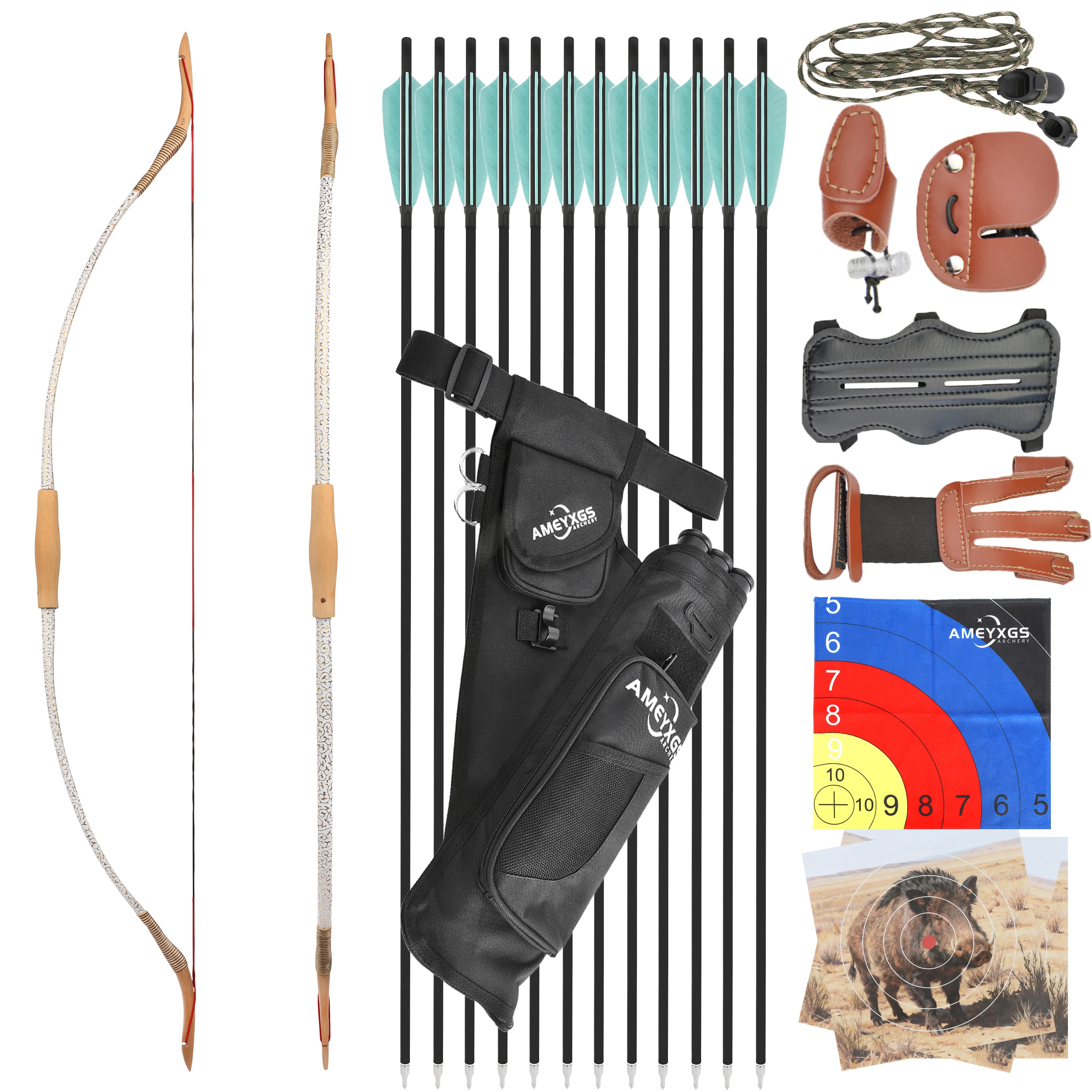 20-40lbs Traditional Takedown Bow RH LH Durable Archery Bow