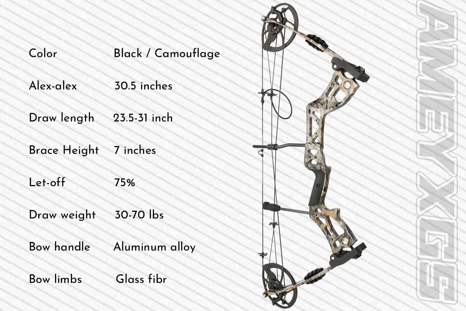 Compound Bow 30-70lbs Adjustable 75% Let-off Pro
