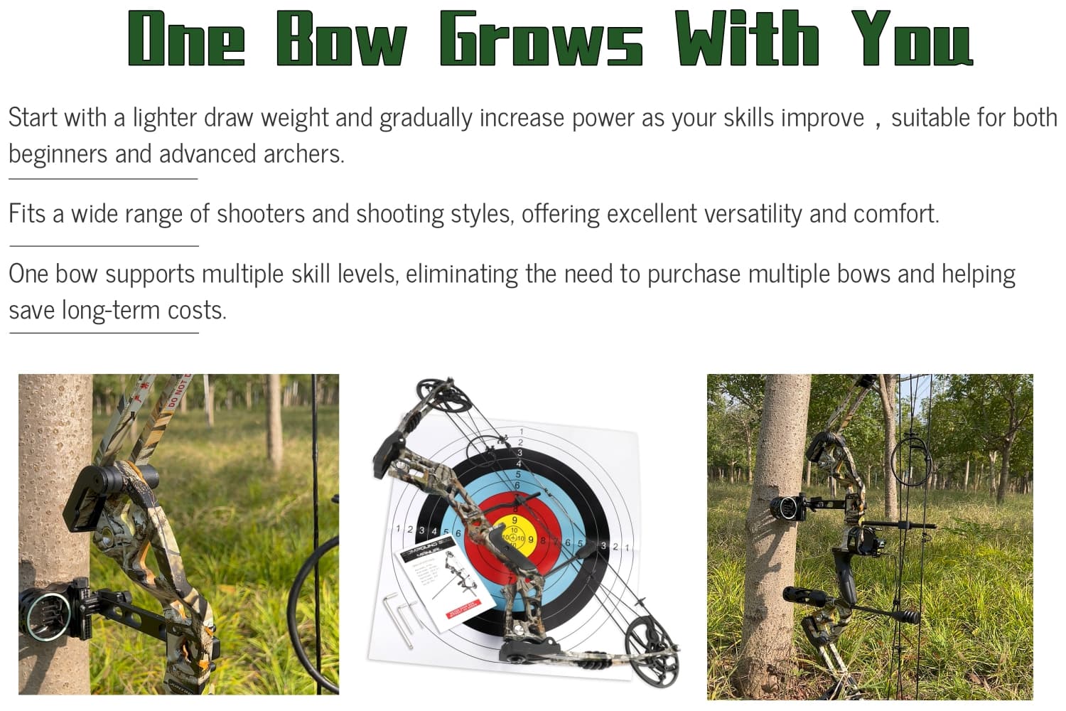 Compound Bow 30-70lbs Adjustable 75% Let-off Pro