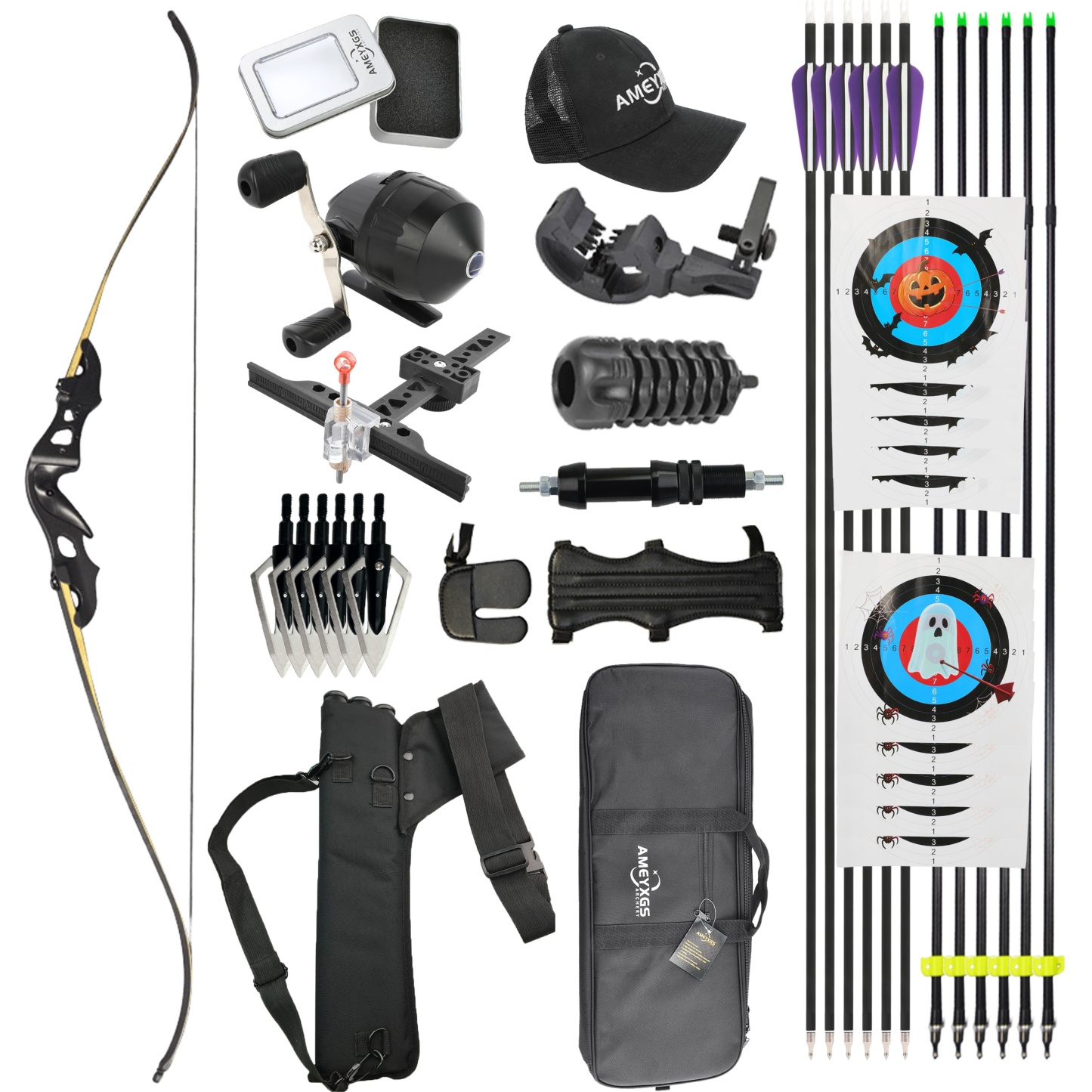 BLACK HUNTER 60" Hunting Recurve Bow Kit 20-55lbs Takedown