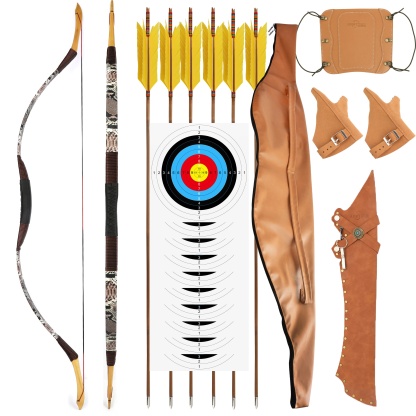 Traditional Wood Recurve Bow Handmade Horse Bow 20-50lbs RH LH