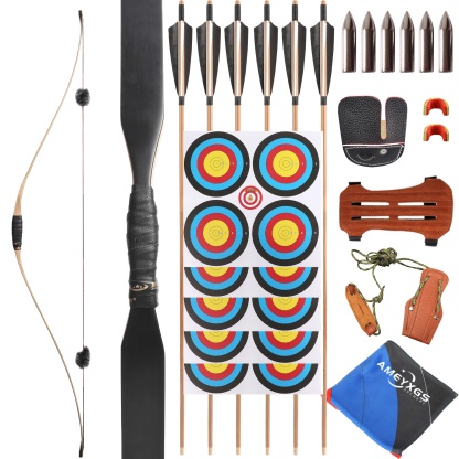 58'' Traditional Triangle Longbow Archery Arrows Kit