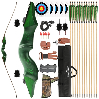 Black Hunter Wooden Longbow 20-60 Lbs Archery Kit