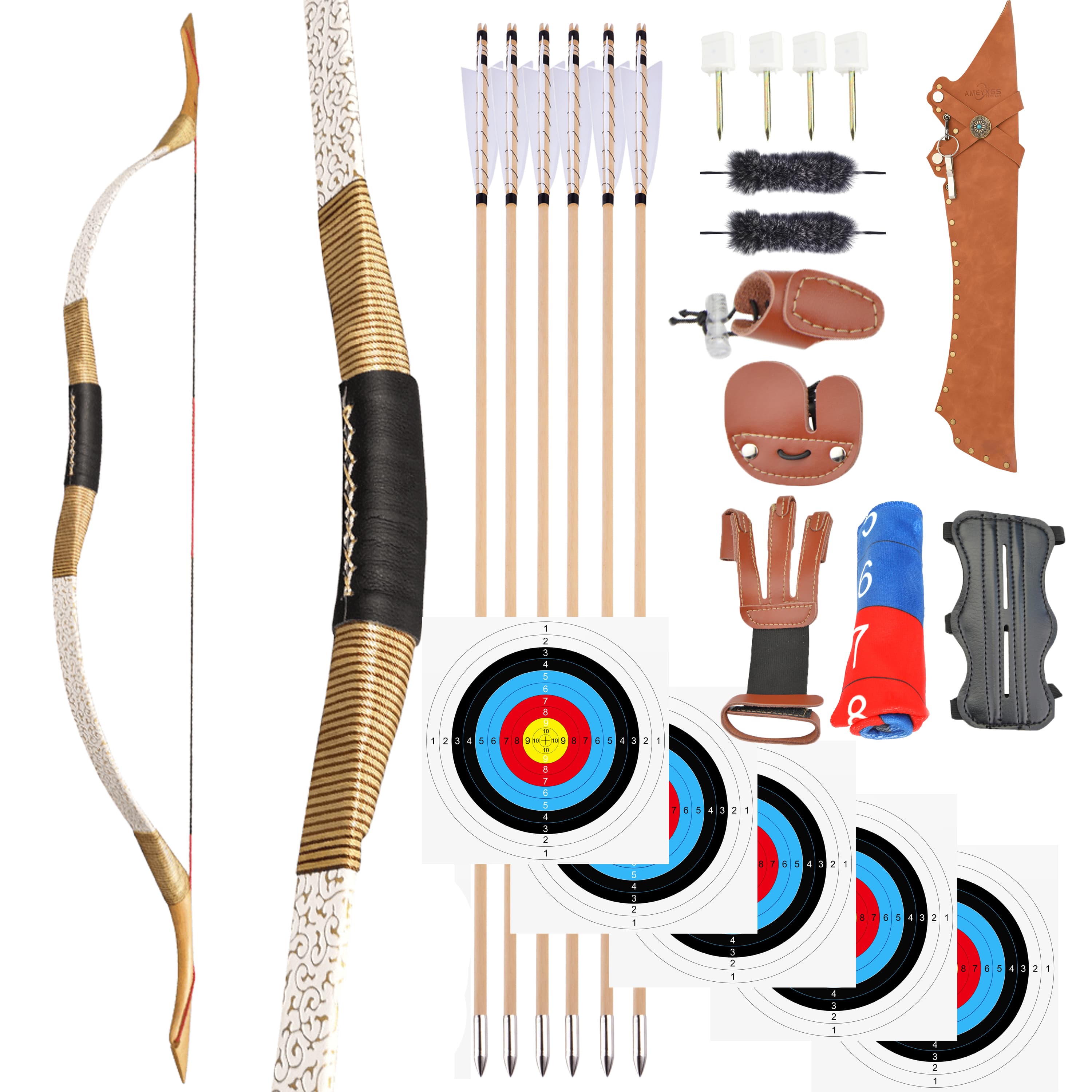 Traditional Recurve Mongolian Horsebow 25–55lbs Archery Kit