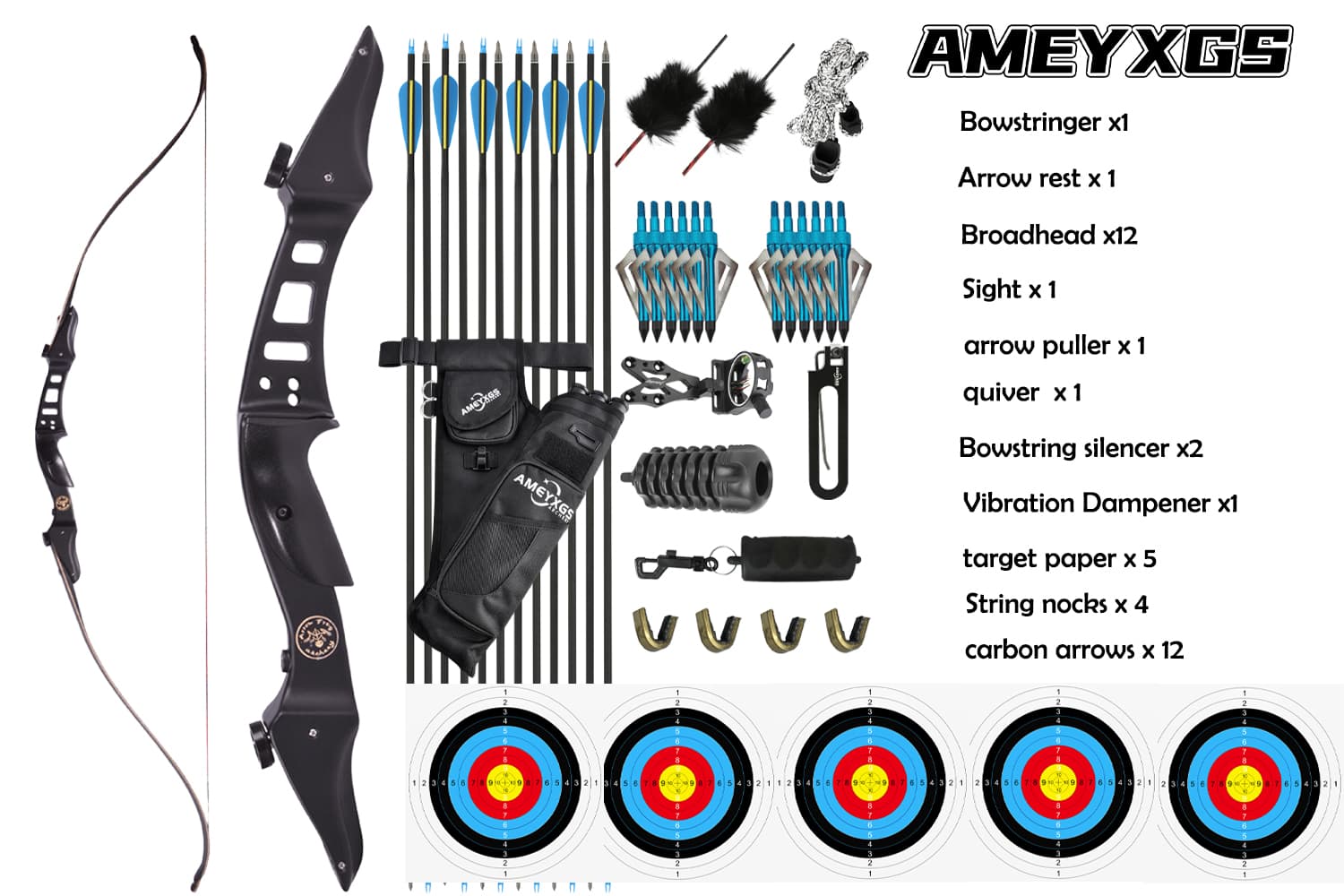 60" Recurve Bow Set 20-50lbs
