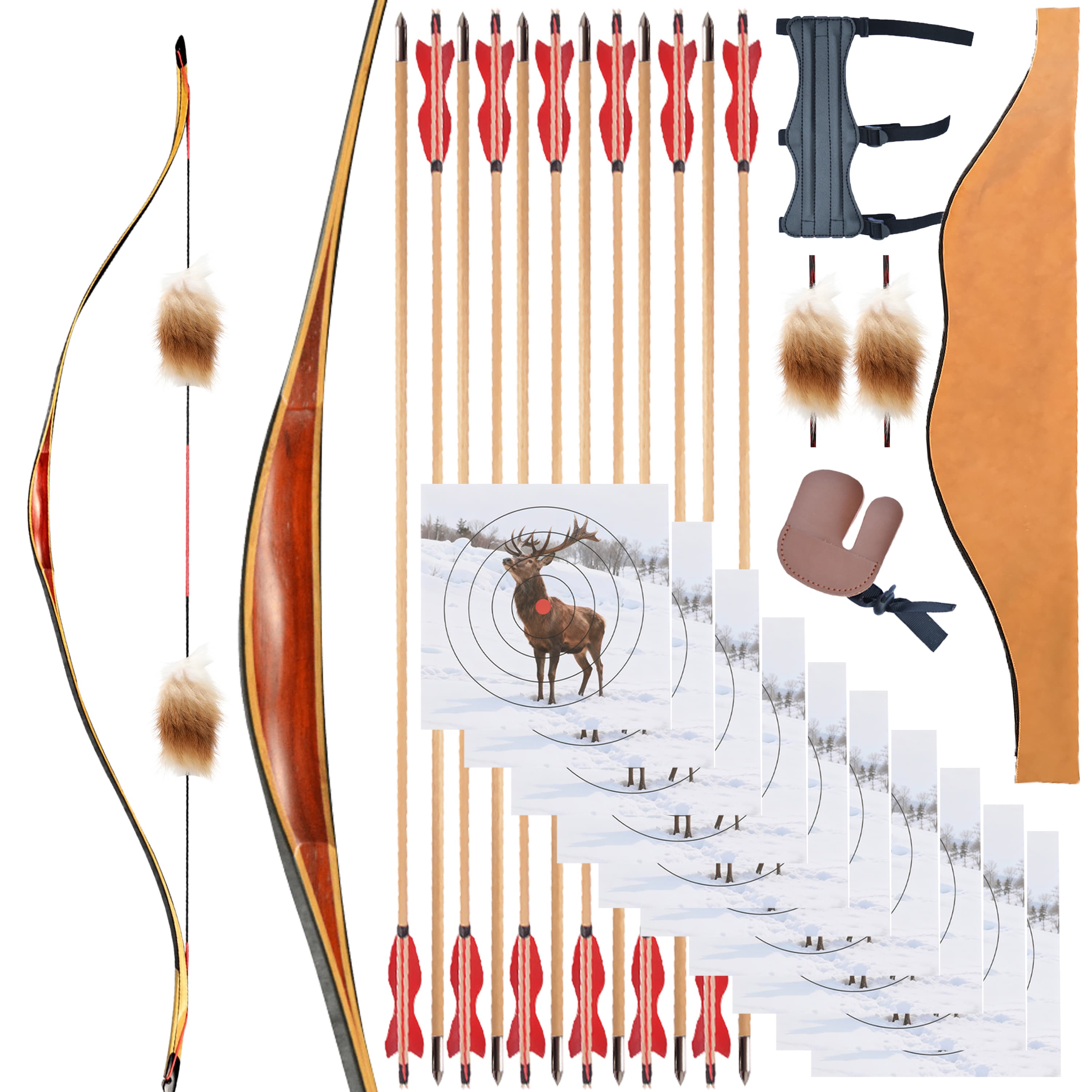 55" Traditional Bow 20-50lbs Handmade Archery Hunting Set