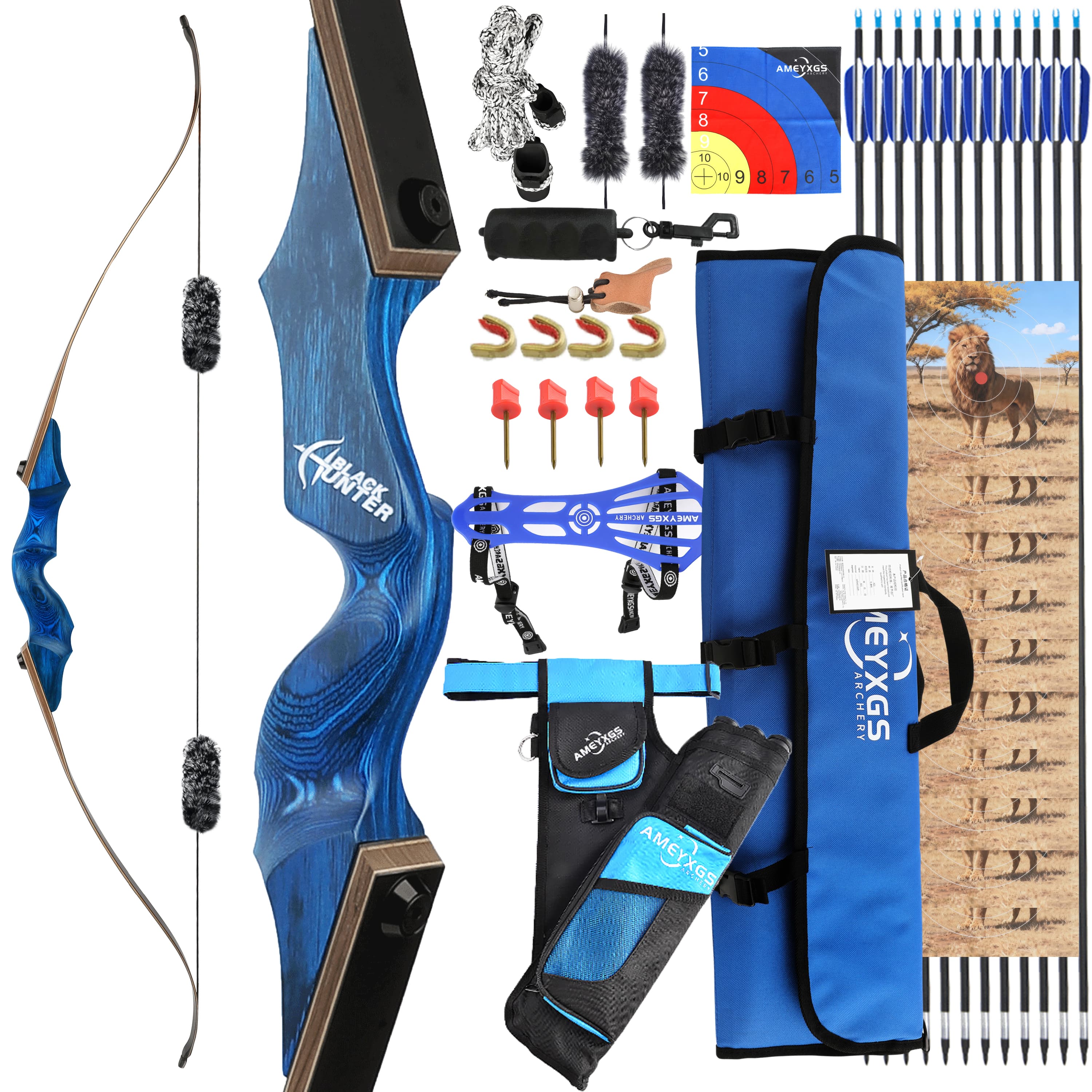 Black Hunter Recurve Bow Hunting Kit 20-60lbs