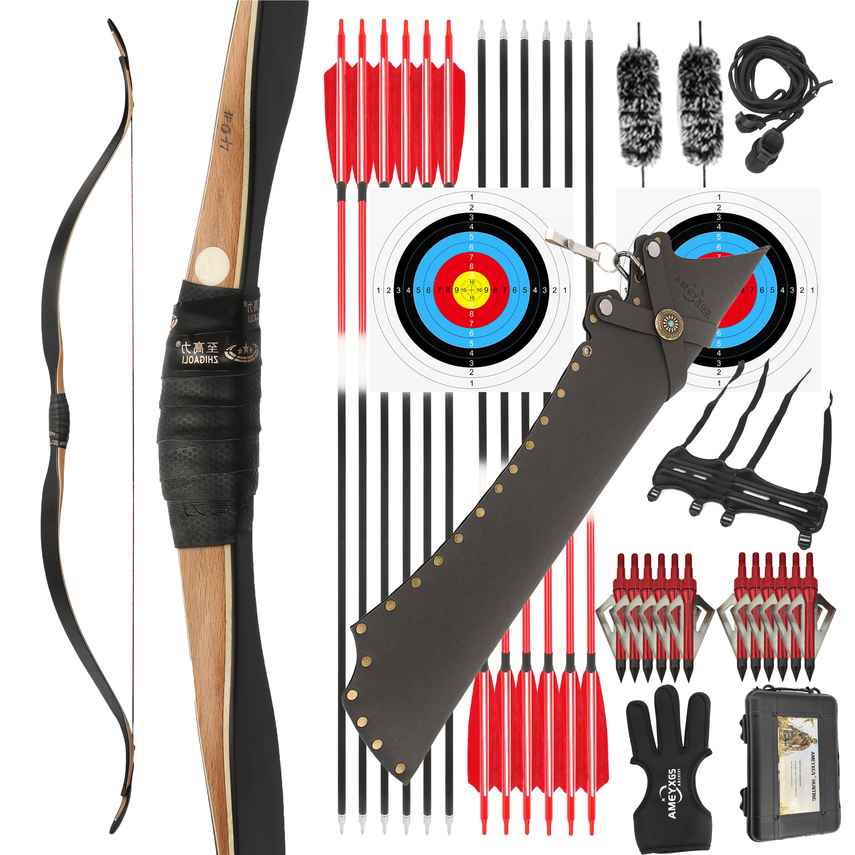 56" Laminated Longbow Kit 20–45lbs Traditional Archery RH LH
