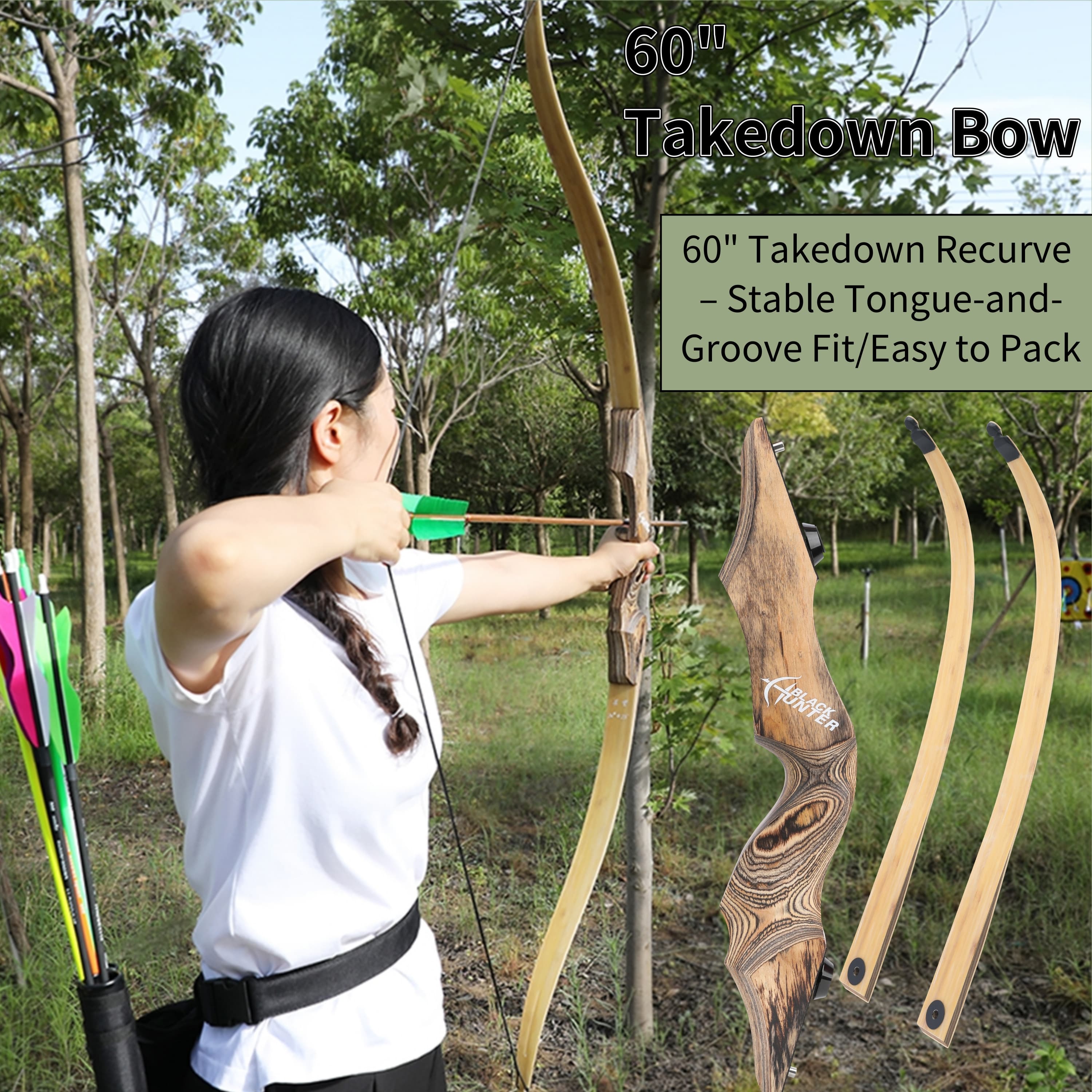 Archery 20-50bs Recurve Bow Kit Takedown Hunting Bow