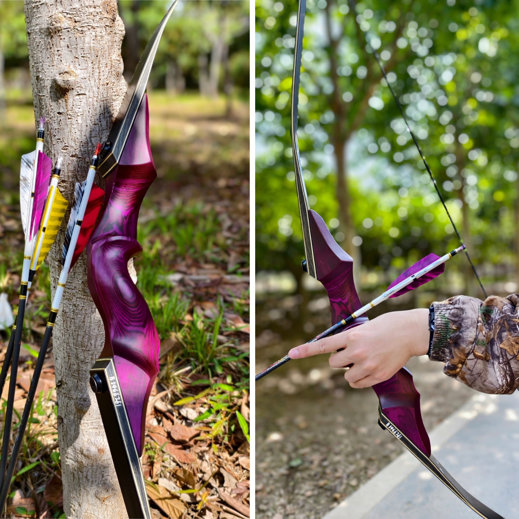 25-60lbs Recurve Bow Kit 60" Wooden Takedown Split Bow