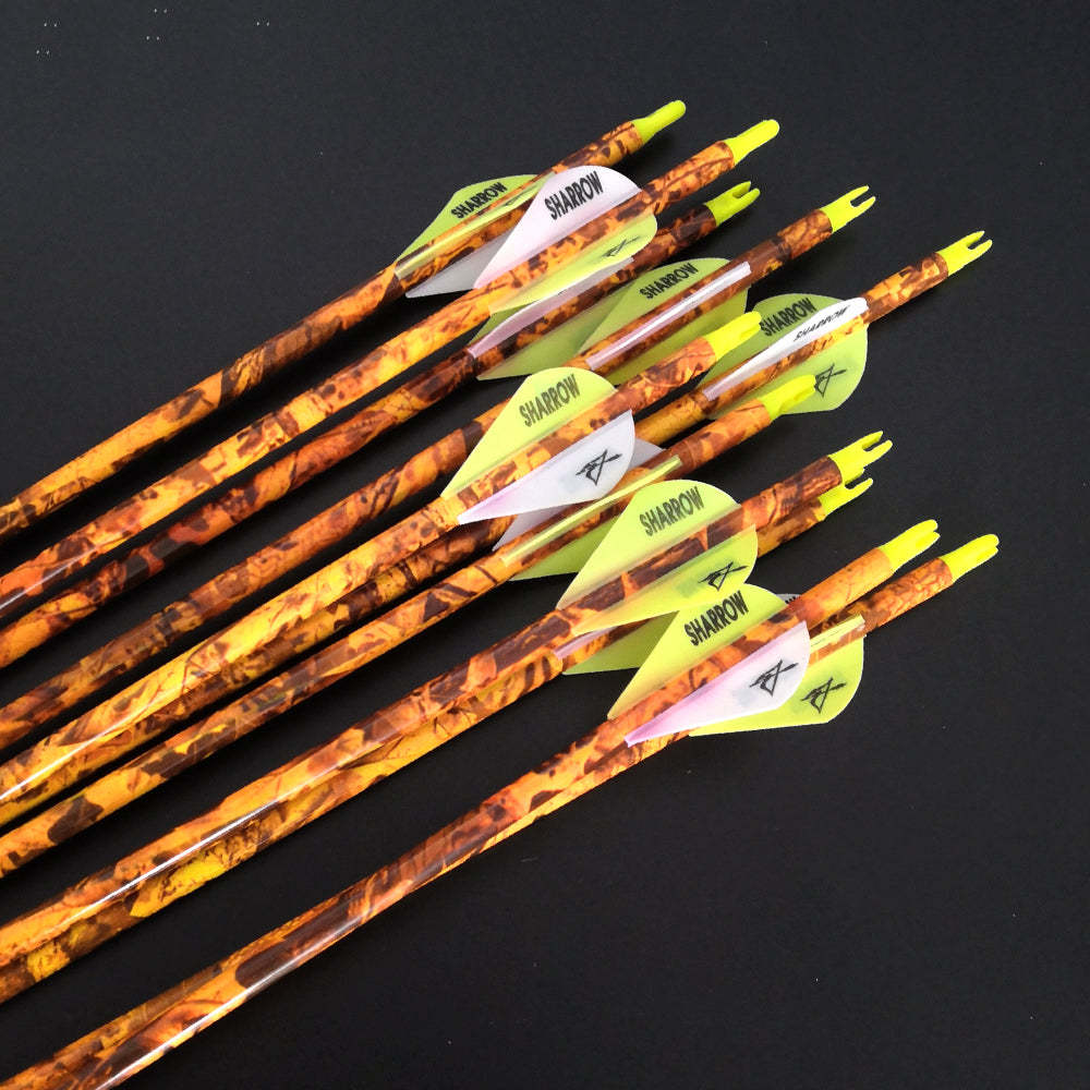 🎯Camouflage Carbon Arrow Spine 600 for Archery Hunting Target Practice-AMEYXGS Archery