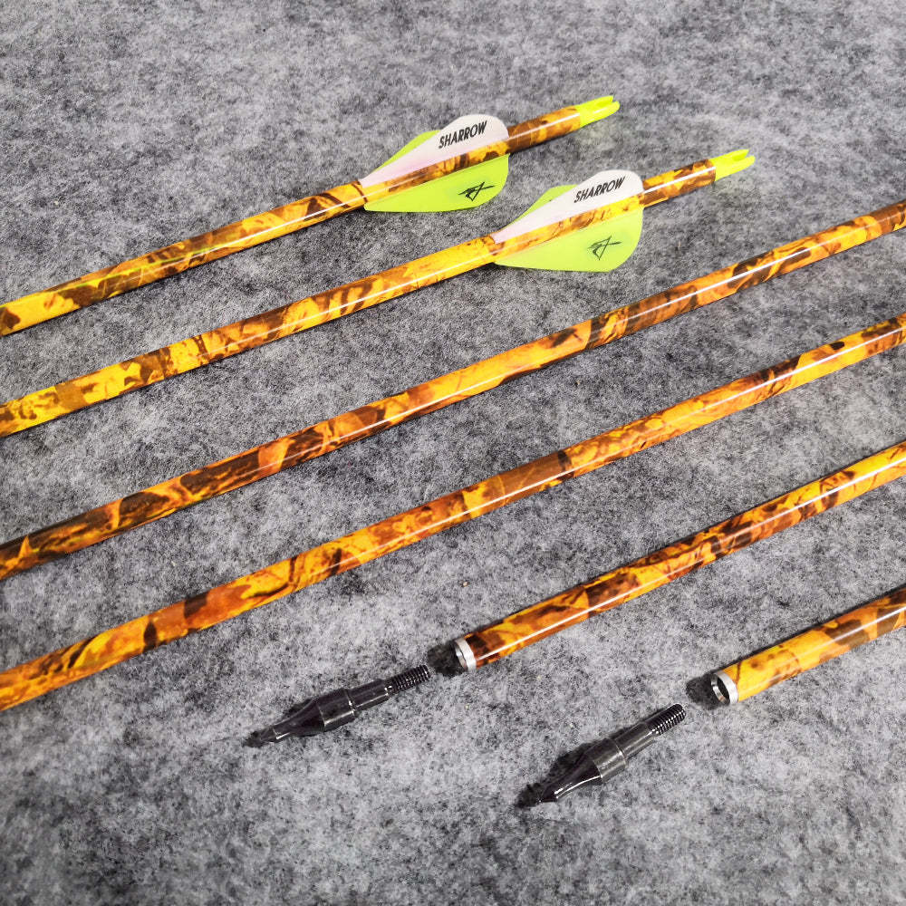 🎯Camouflage Carbon Arrow Spine 600 for Archery Hunting Target Practice-AMEYXGS Archery