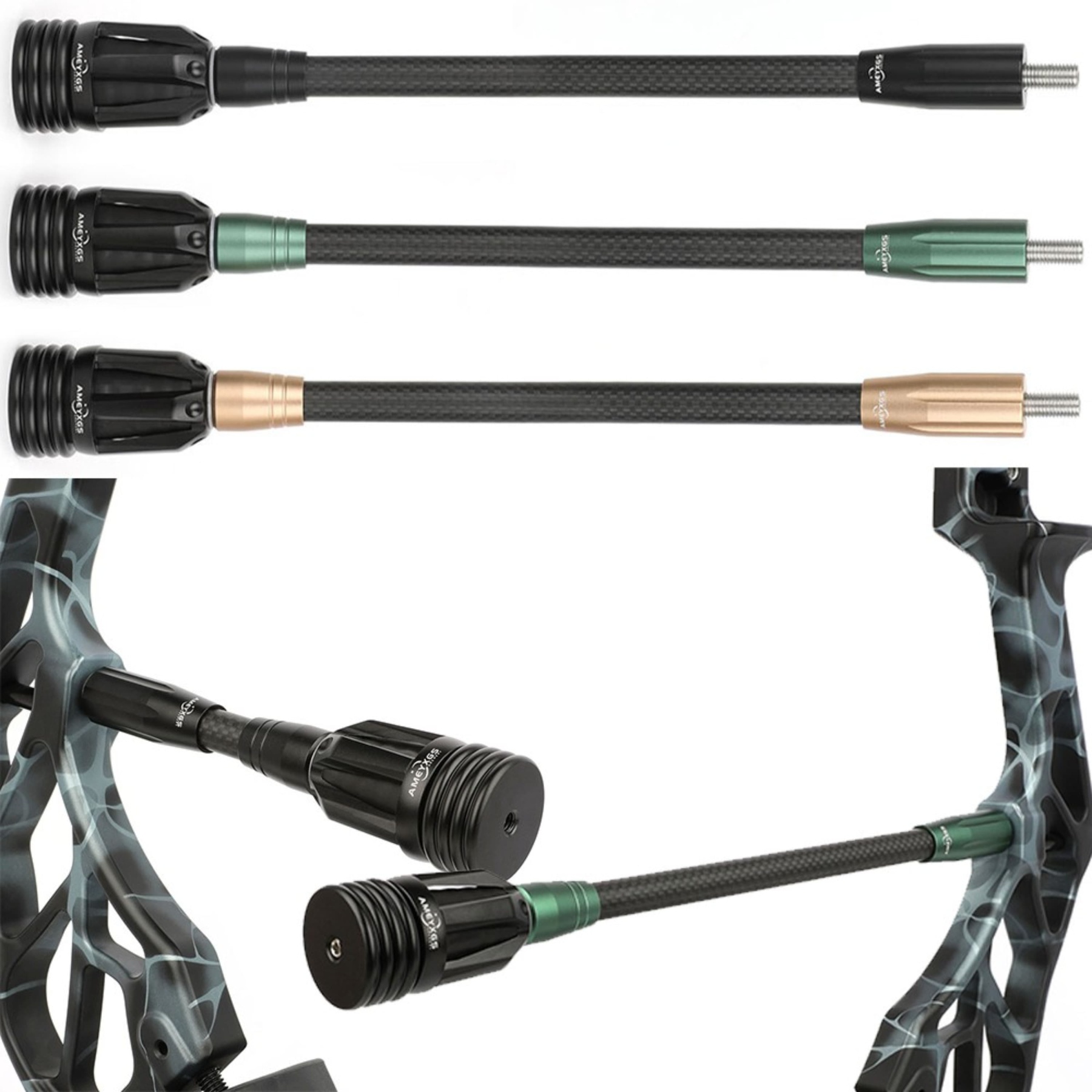 Archery 6" 8" 10" 12" Stabilizer Balance Bar 3K Carbon Rod Compound Bow Shooting