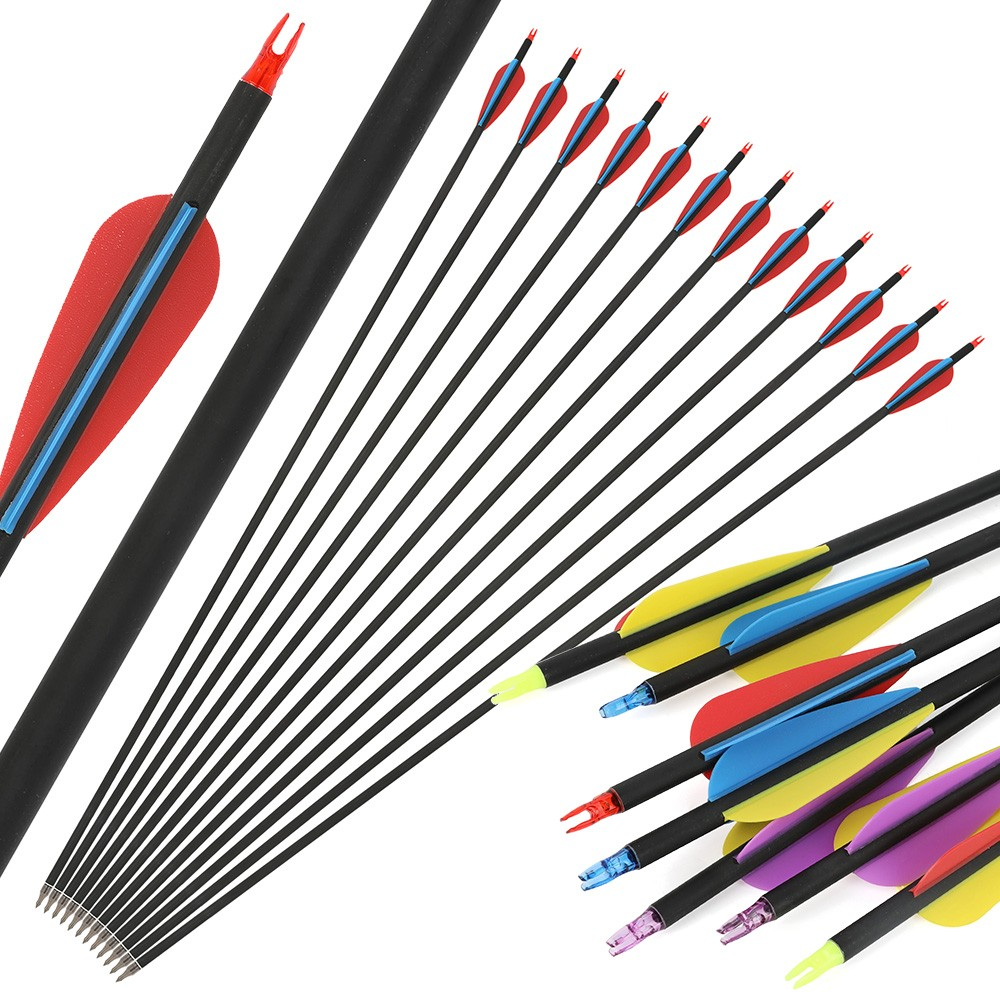 30" Spine 500 Carbon Arrows Adjustable Nock 12pcs
