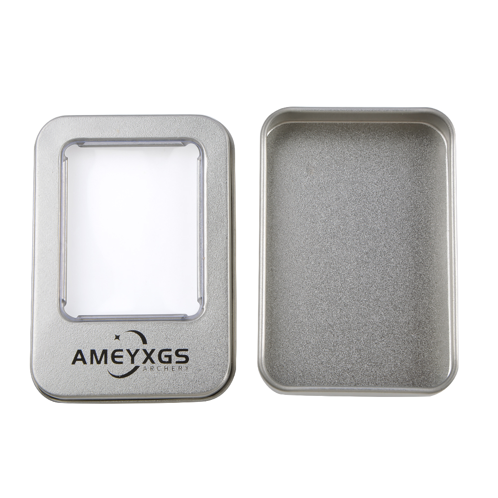 AMEYXGS Tin Box with Foam 6 Arrowheads and Arrow Box (Silver)