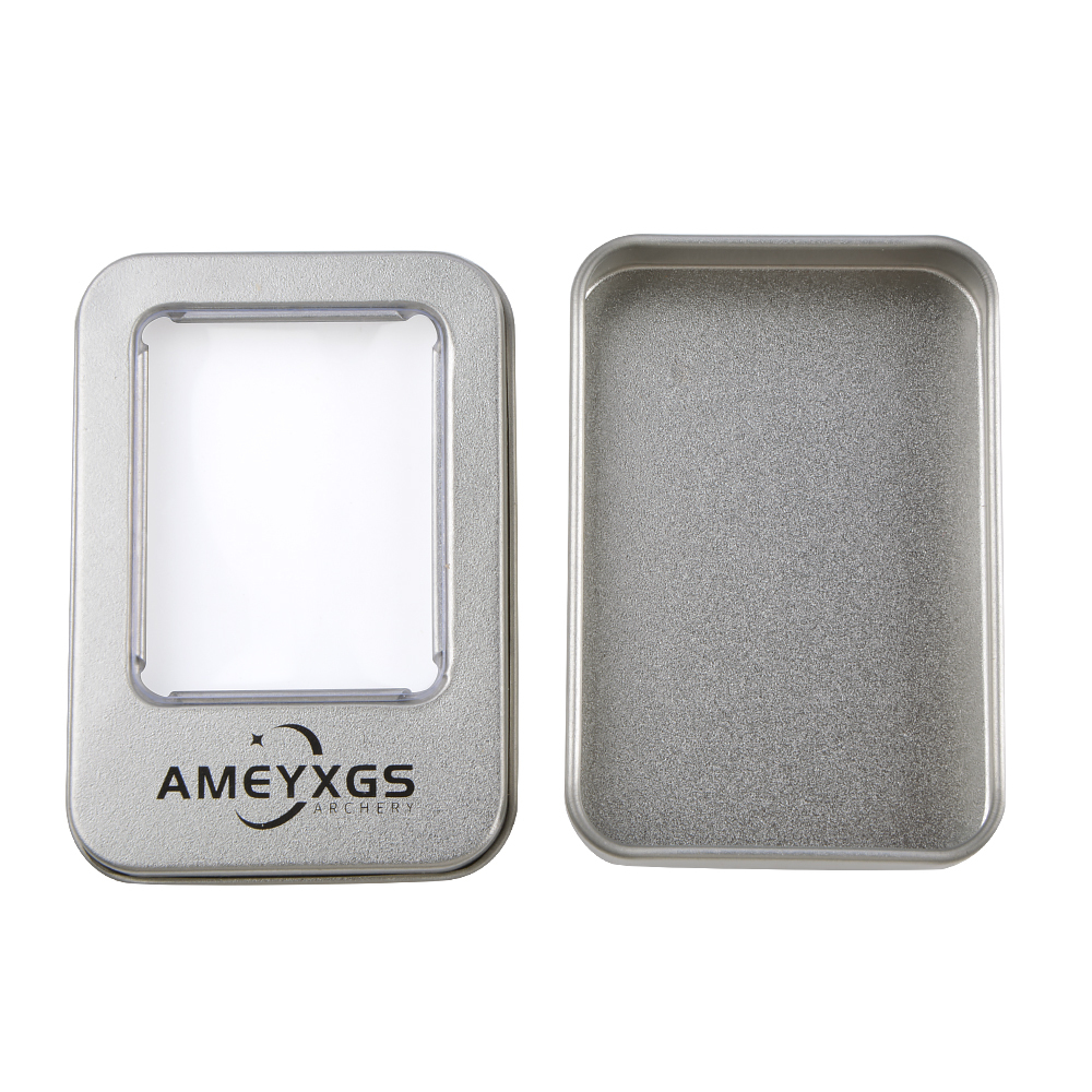 AMEYXGS Tin Box with Foam 6 Arrowheads and Arrow Box (Silver)