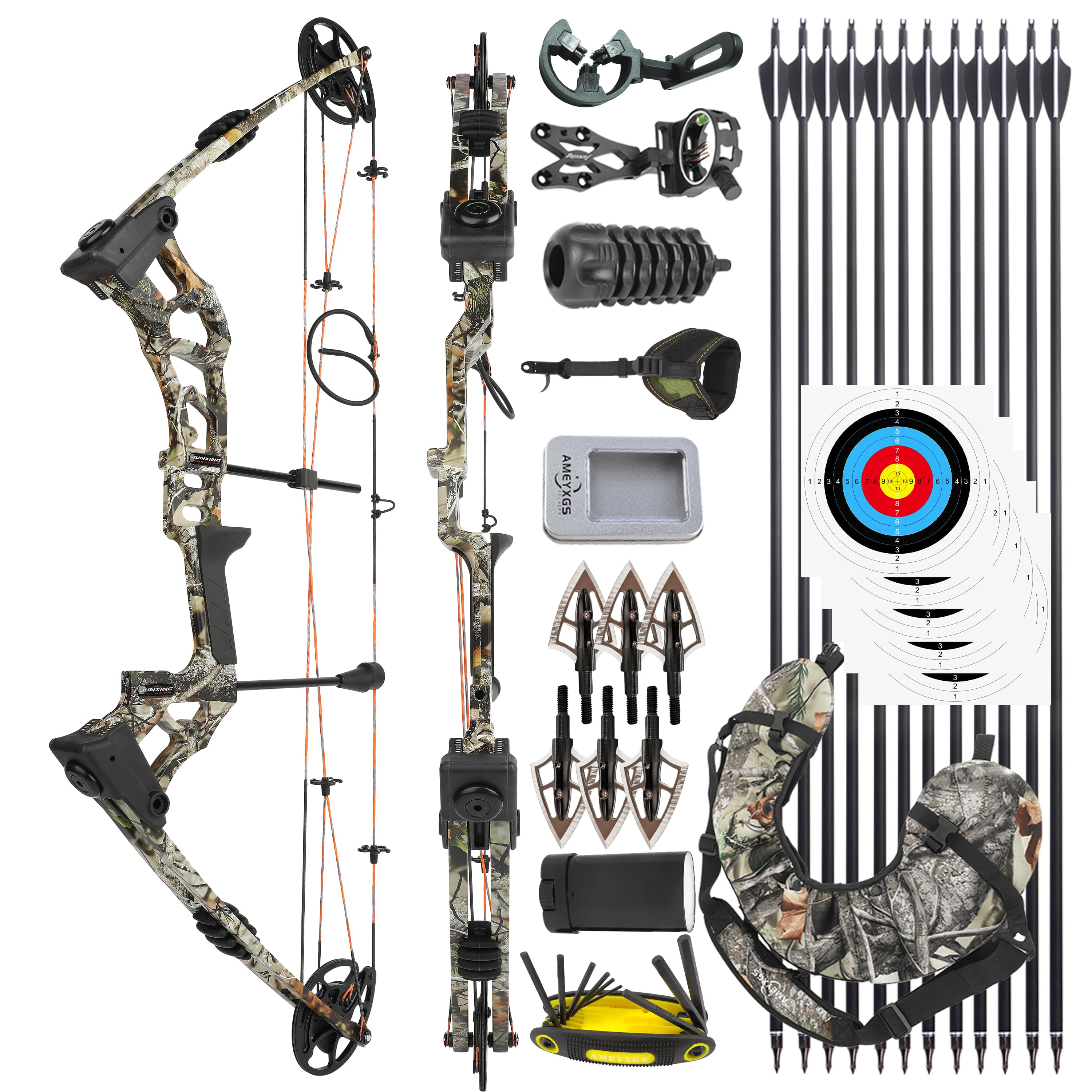 JUNXING M121A Compound Bow Training & Hunting Bow Kit 0-70 lbs